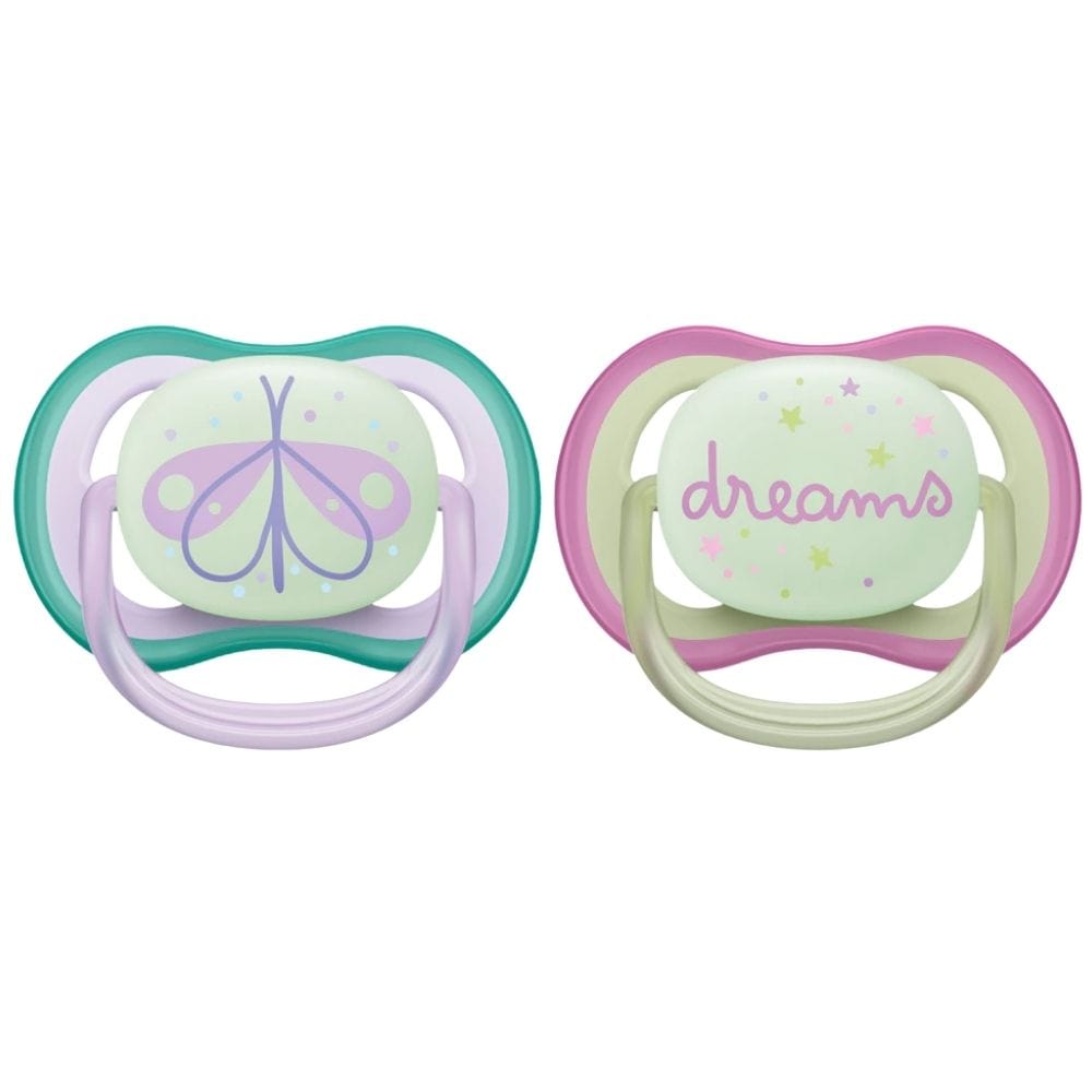 Philips Avent Ultra Air Nighttime Pacifier, 0-6 Months, Girl - 2 Pieces