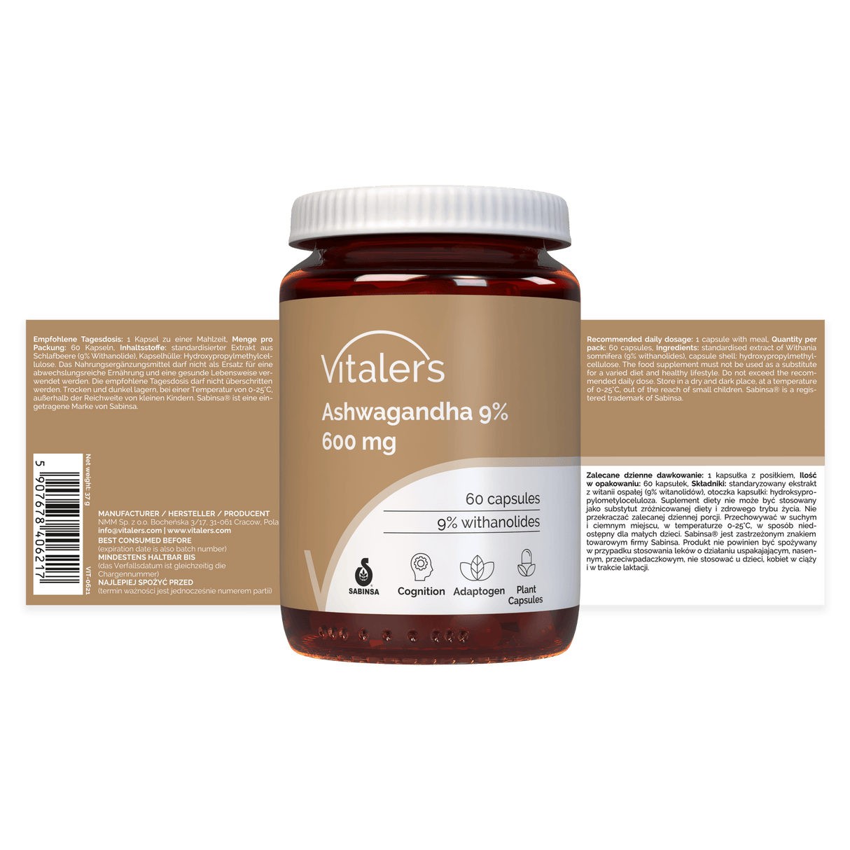 Vitaler's Ashwagandha 9% 600 mg - 60 Capsules