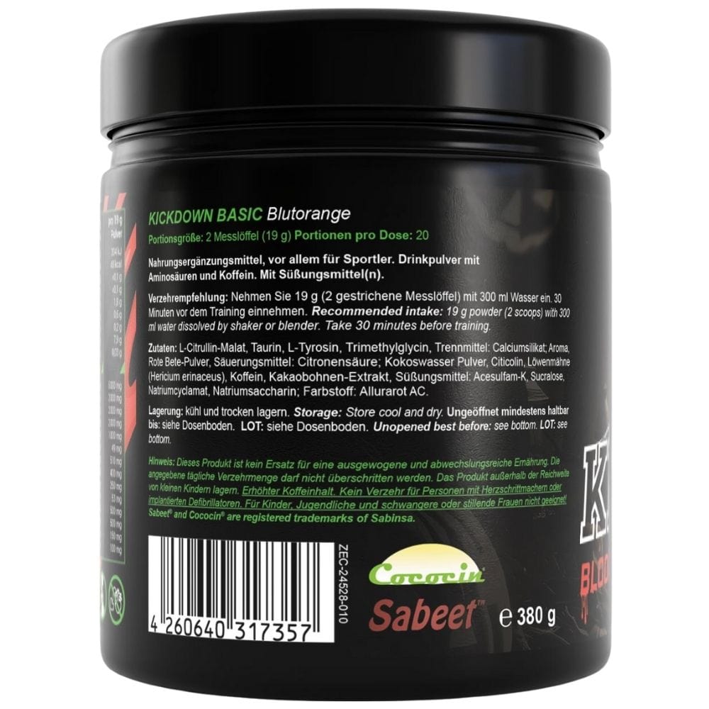 ZEC+ Kickdown Basic, Pre-Workout Booster, Blood Orange - 380 g