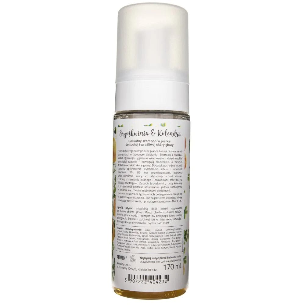 Anwen Dry and Sensitive Scalp Foam Shampoo Peach and Coriander - 170 ml