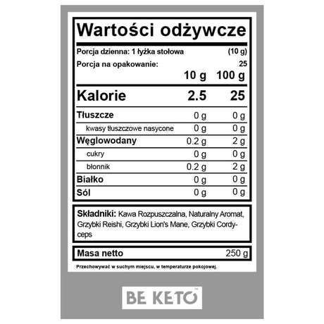 BeKeto Instant Coffee Mushroom, French Vanilla - 250 g