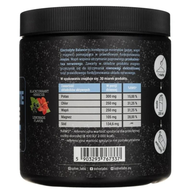 Solve Labs Electrolyte Balance, Blackcurrant-Hibiscus - 290 g