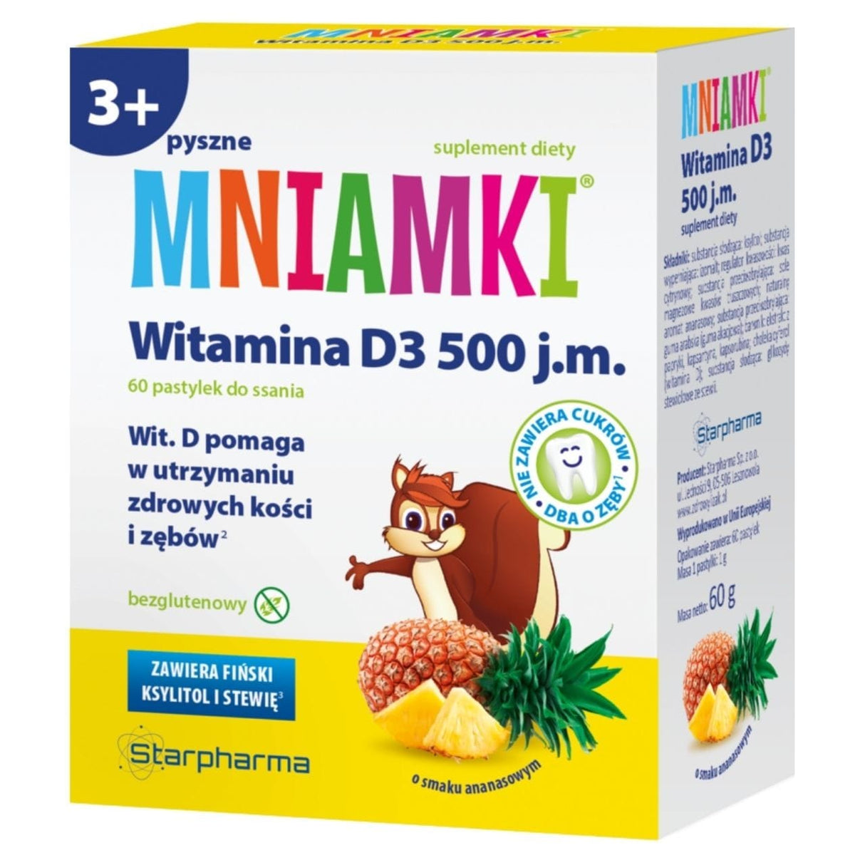 Starpharma Mniamki Vitamin D3 Lozenges, Pineapple - 60 Lozenges