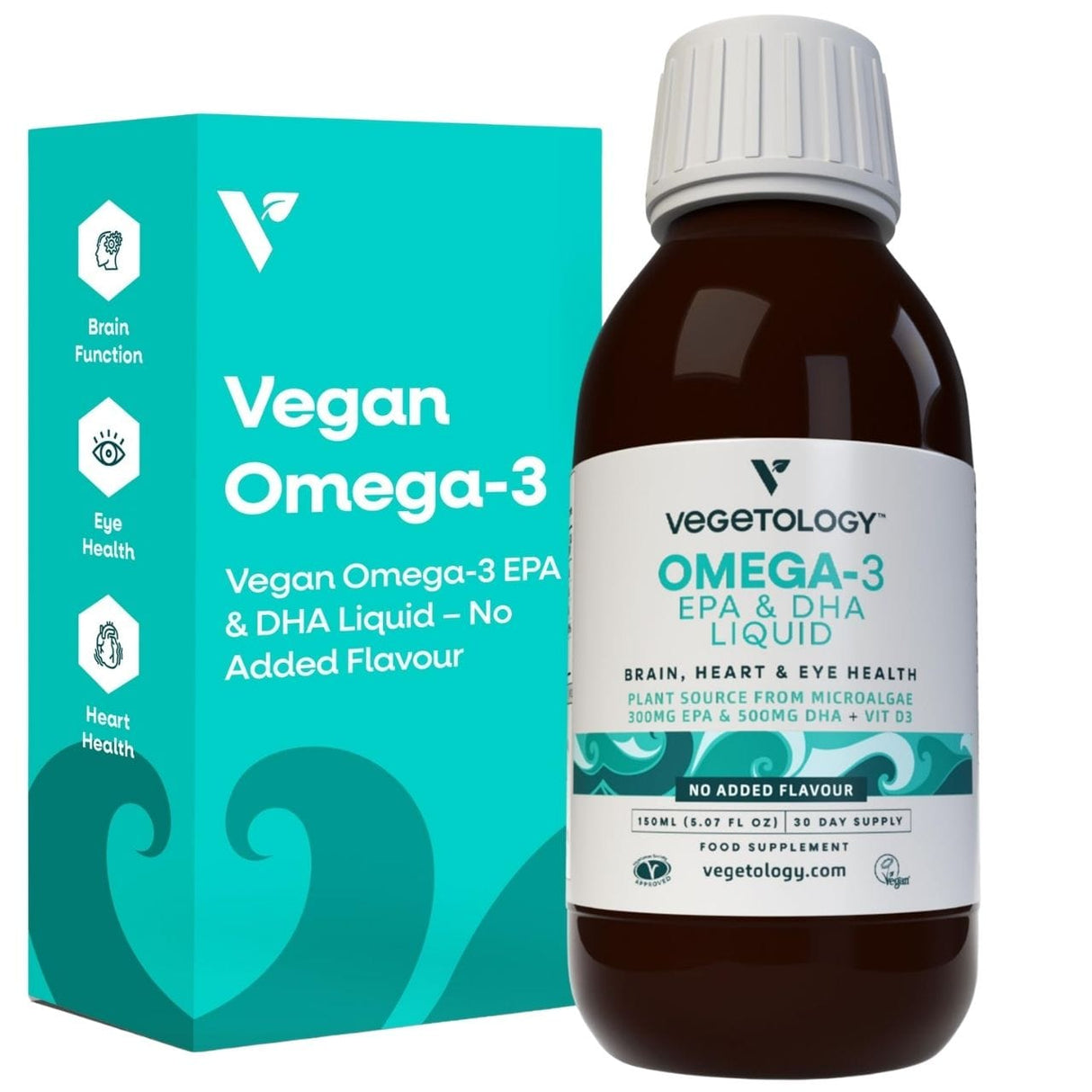 Vegetology Omega 3 EPA & DHA + Vitamin D3 Liquid, Natural - 150 ml