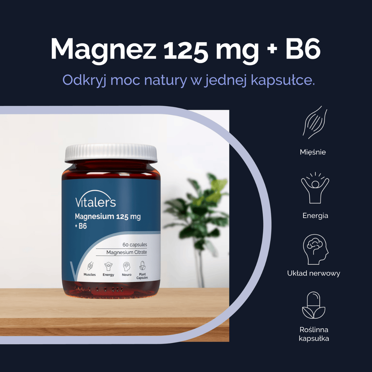 Vitaler's Magnesium 125 mg + Vitamin B6 - 60 Capsules