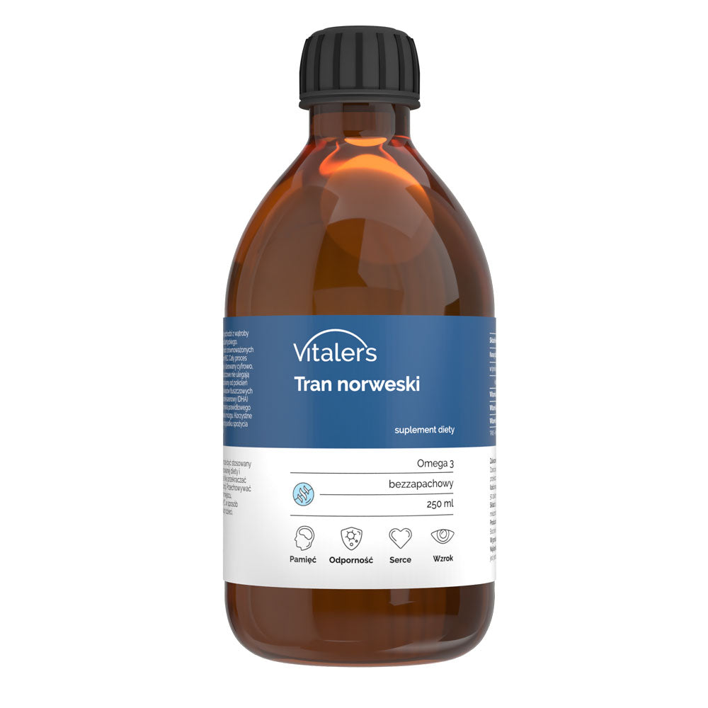 Vitaler's Omega-3 nórsky olej z treščej pečene, s príchuťou bez vône 1200 mg - 250 ml