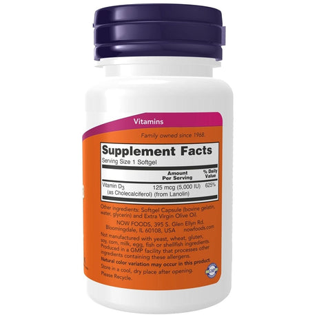 Now Foods Vitamin D3 5000 IU - 120 Softgels