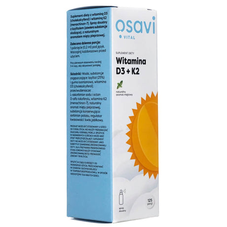 Osavi Vitamin D3 + K2, Oral Spray, Peppermint Flavour - 25 ml