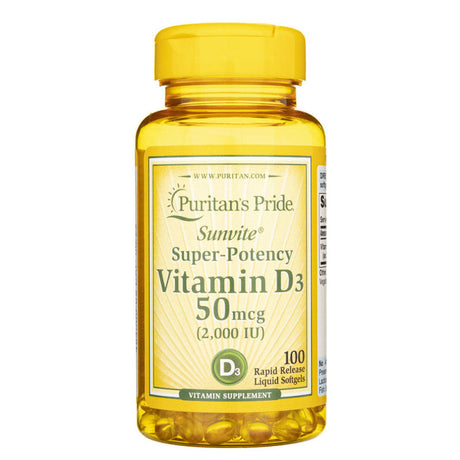 Puritan's Pride Vitamin D3 50 mcg (2000 IU) - 100 Softgels